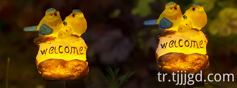 Solar Dual Bird Resin Ground Plug In Lamp